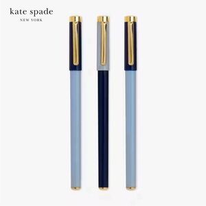 NWT Kate Spade Navy & Blue Colorblock Fine Tip Pen Set With Acrylic Tray